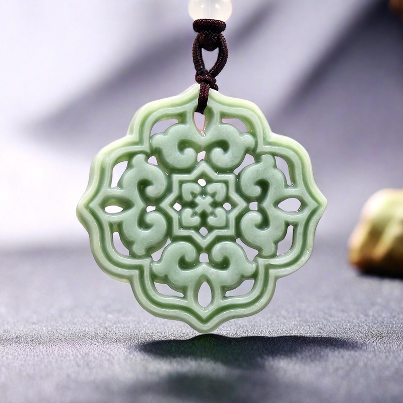 Men Accessories Jewelry - Natural Real Jade Flower Pendant Necklace