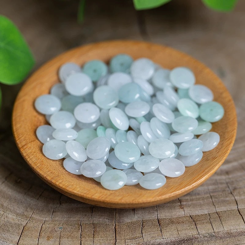 Men Accessories For Gift - 10pcs Natural Emerald White Jade Ping
