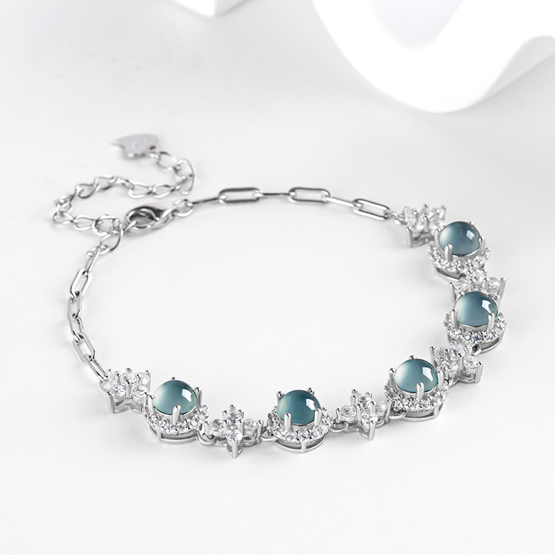 Men Accessories For Gift - Blue Myanmar Jadeite Bracelet Natural Burmese