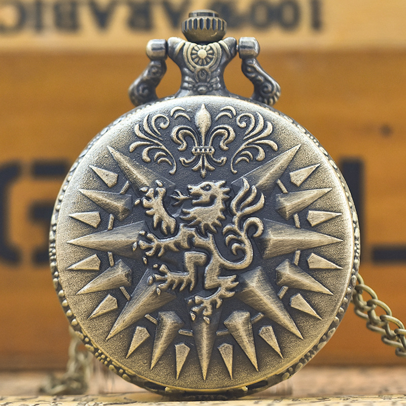 Men Accessories List - Vintage Bronze Pocket Watch,Flip Up Linked