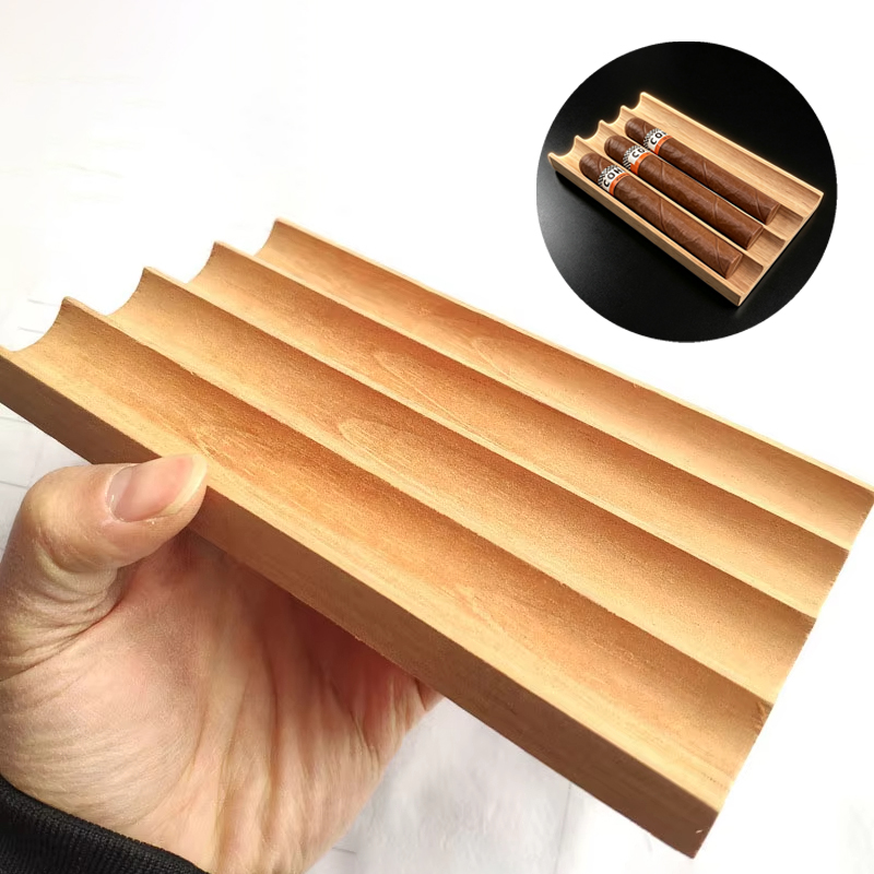 4 Slot Wooden Cigar Tray, Natu - Men'S Accessories Tray ulasan dan harga