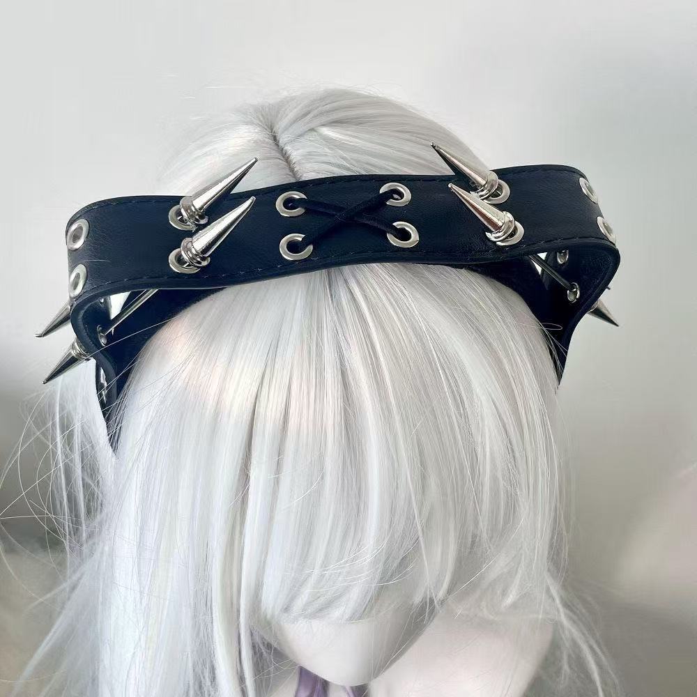 Punk Harajuku Rivet Headband,  - Men Accessories Aesthetic ulasan dan harga