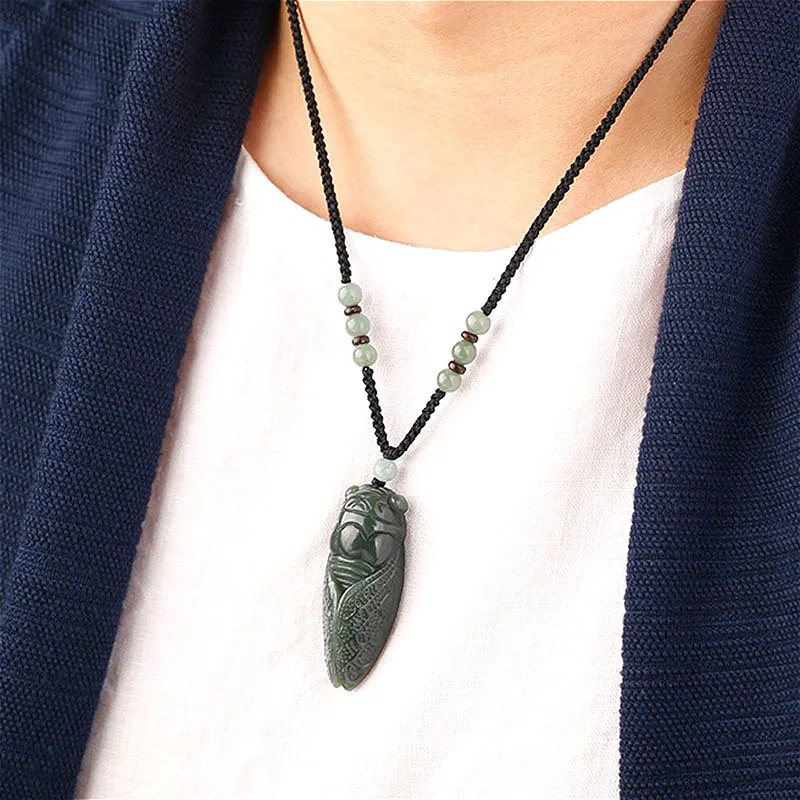 Natural Hetian Jade Cicada Pen - Men Accessories For Gift ulasan dan harga
