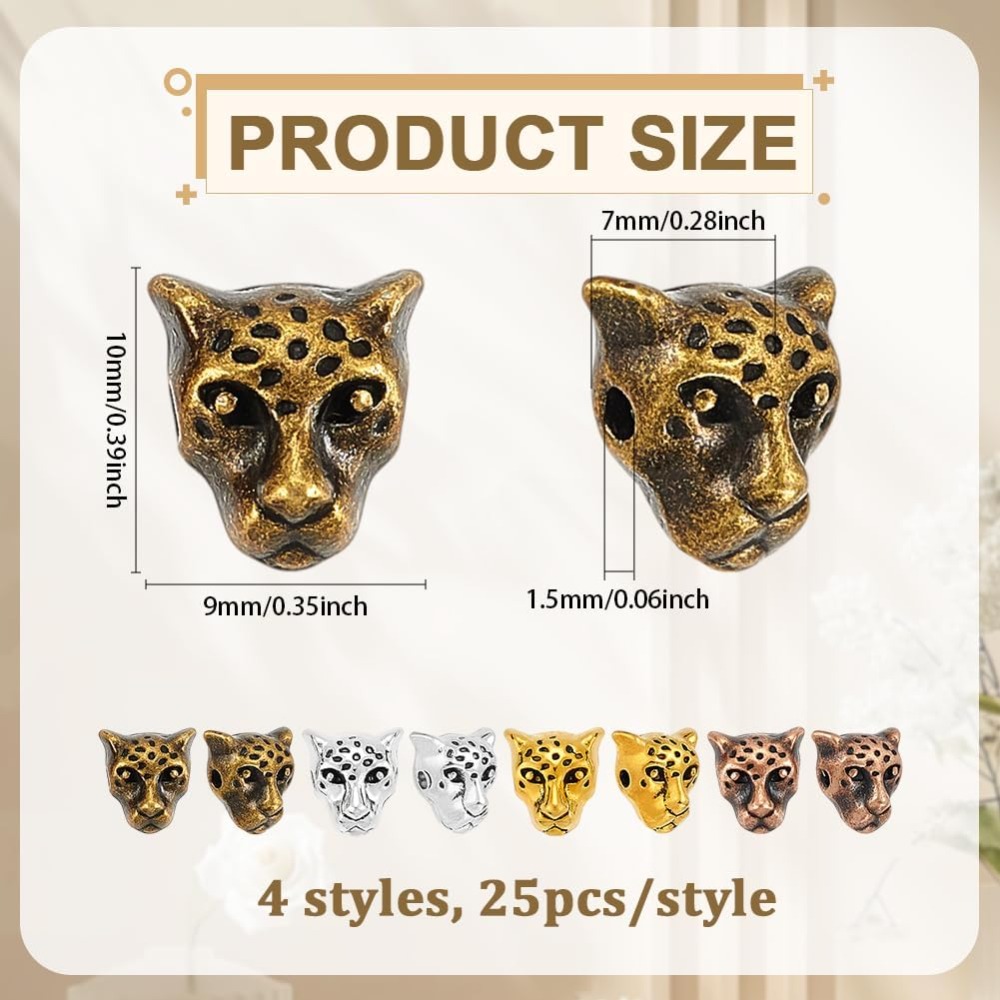 4 Colors Leopard Head Beads 10 - Bracelet Beaded Men ulasan dan harga