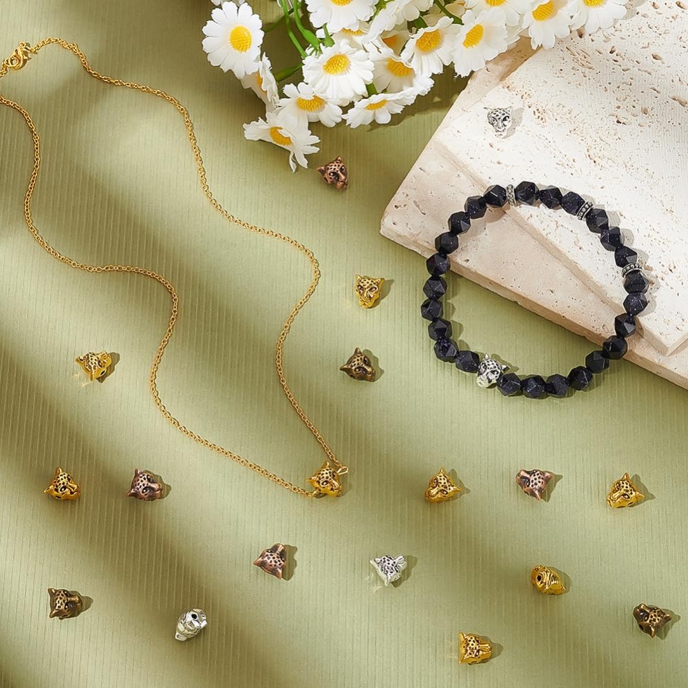 4 Colors Leopard Head Beads 10 - Bracelet Beaded Men ulasan dan harga