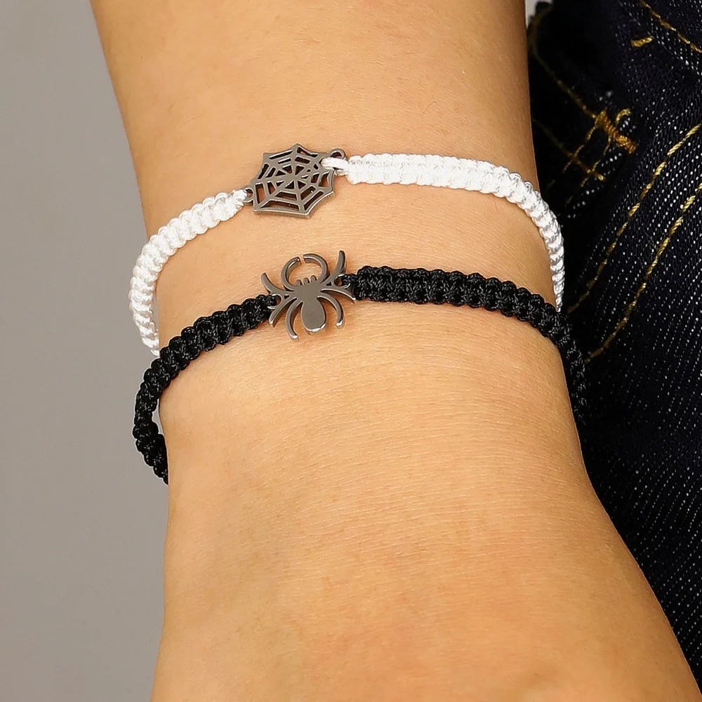 2Pcs Goth Spider Web Braided B - Men Accessories Aesthetic ulasan dan harga