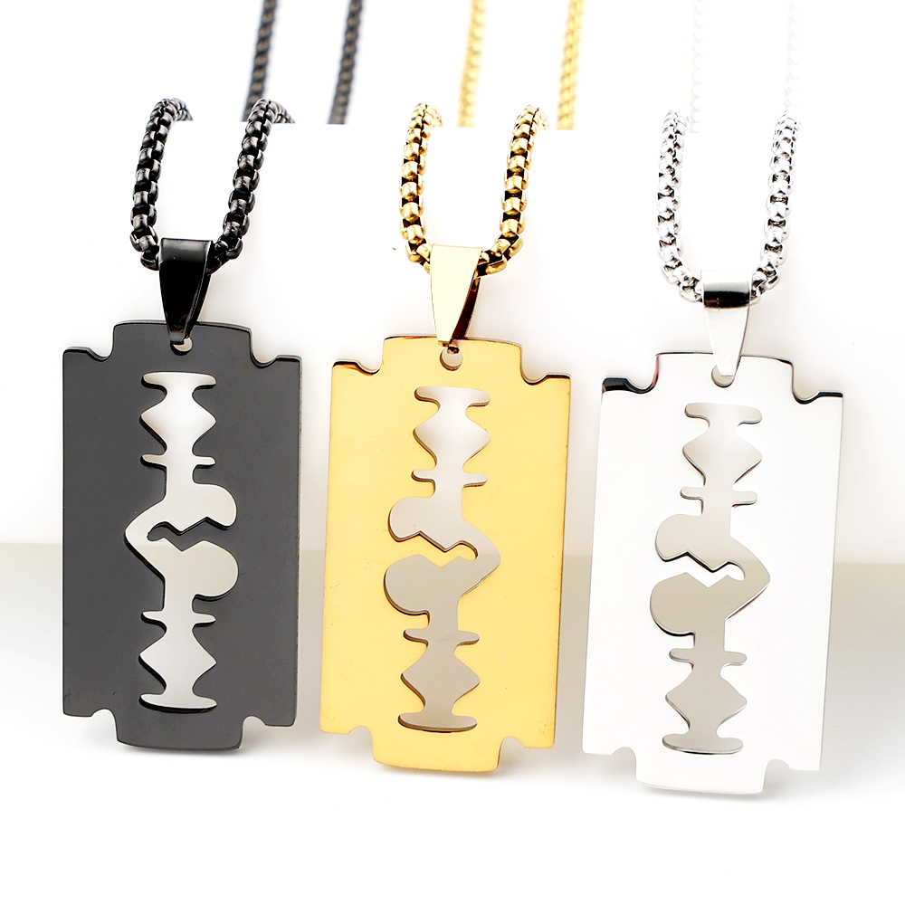 Gothic Blade Razor Pendant Nec - Men Accessories Aesthetic ulasan dan harga