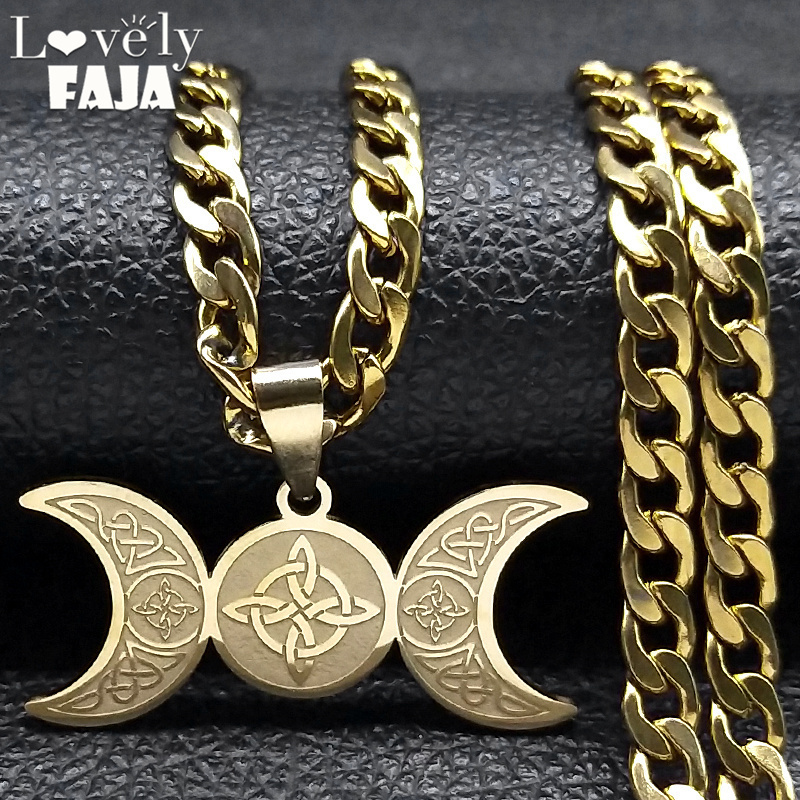Wicca Triple Moon Crescent God - Men Accessories Aesthetic ulasan dan harga