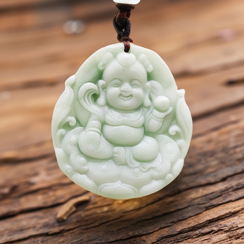 Green Real Jade Nezha Pendant  - Men Accessories Jewelry ulasan dan harga