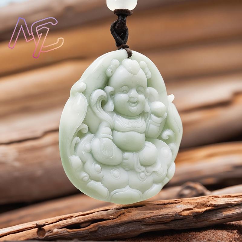 Green Real Jade Nezha Pendant  - Men Accessories Jewelry ulasan dan harga
