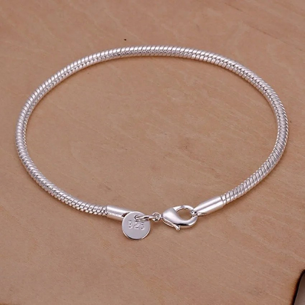 925 Silver 3MM Snake 16-23CM C - Men Accessories Chain And Bracelet ulasan dan harga