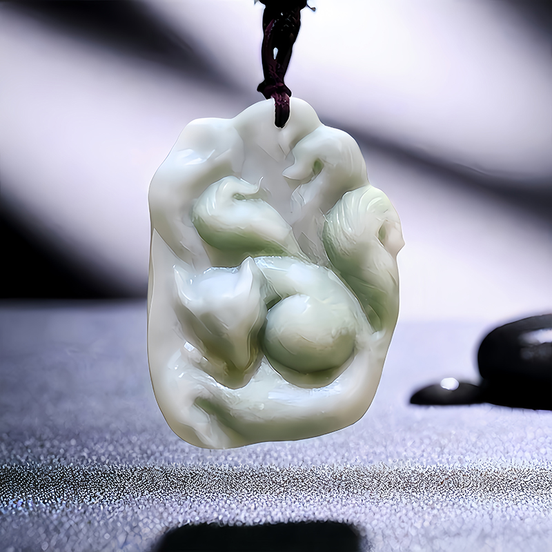 Natural Real Jade Fox Pendant  - Men Accessories Jewelry ulasan dan harga